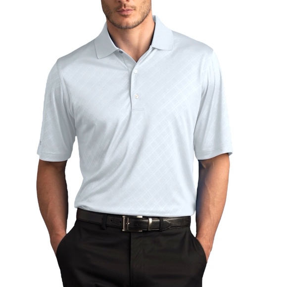 GREG NORMAN PLAY DRY® WHITE TONAL DIAMOND EMBOSSED POLO SHIRT - Picture 1 of 14